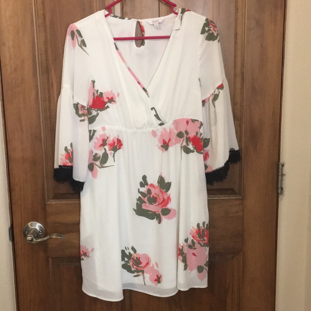 🎉Sale 5/$25 clothes and shoes ivory dress w/roses